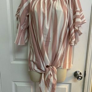 Dusty Pink Tie Front Blouse